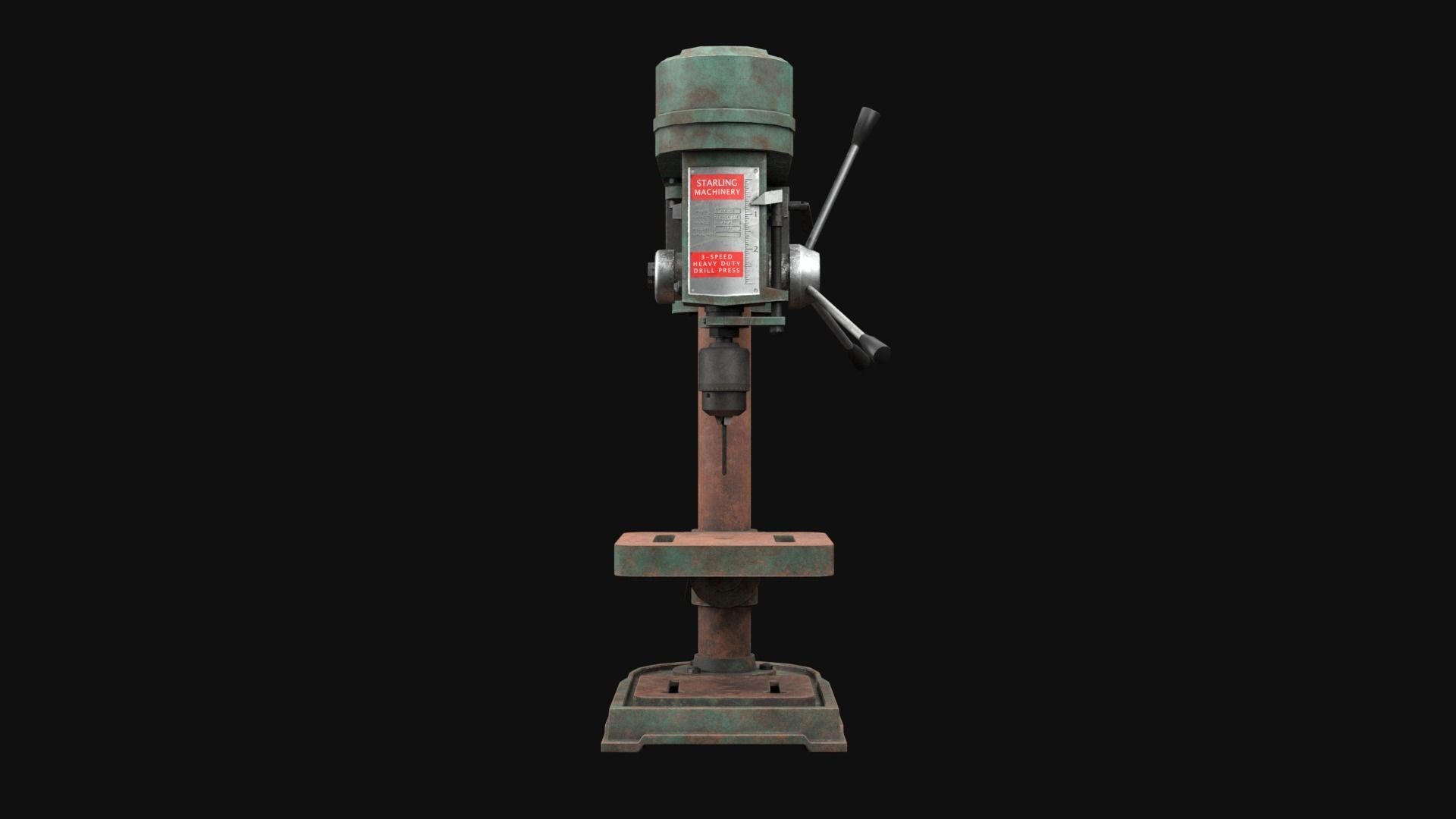 Old Rusty Drill Press  Low-poly 3D model_12