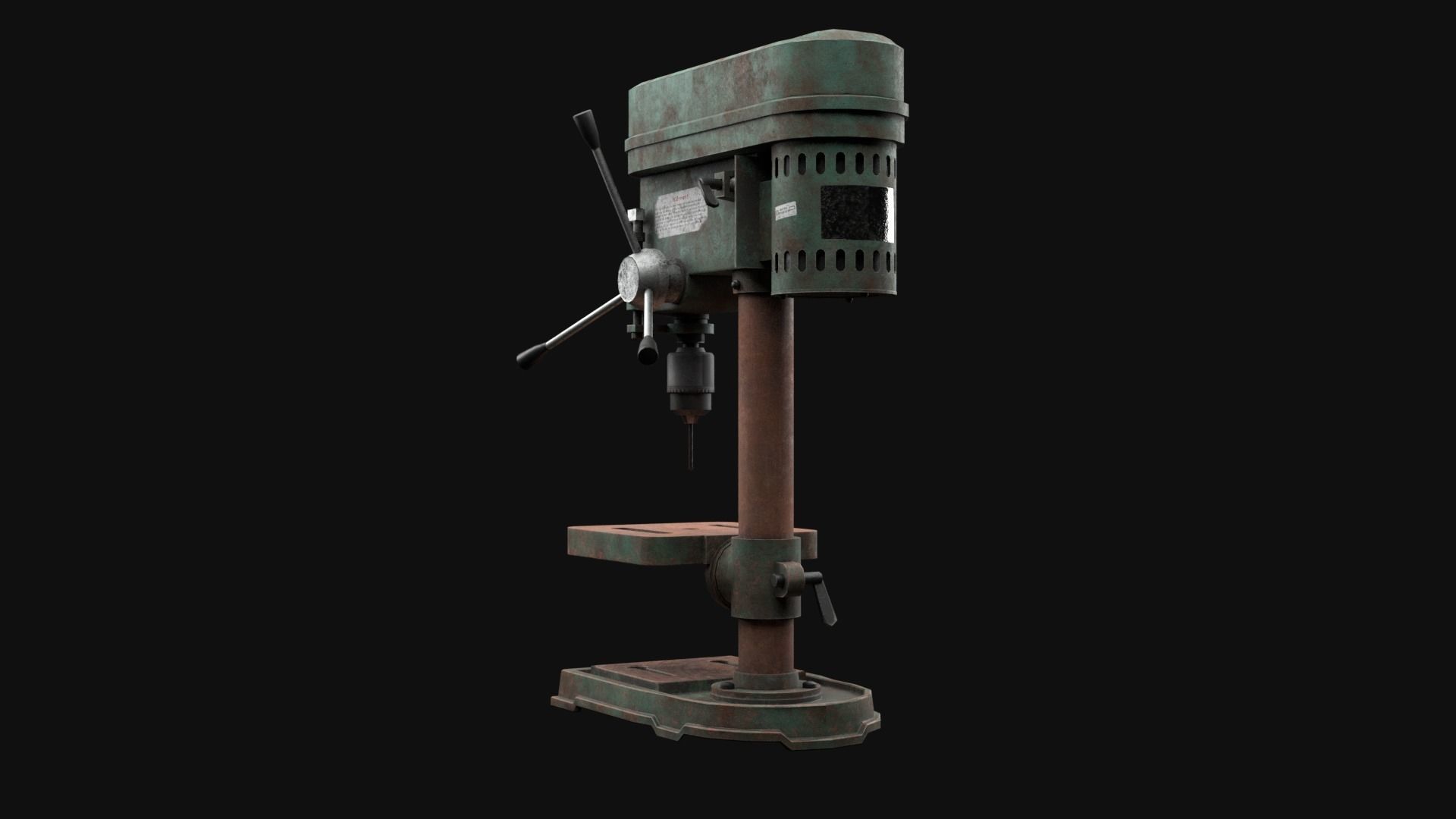 Old Rusty Drill Press  Low-poly 3D model_8