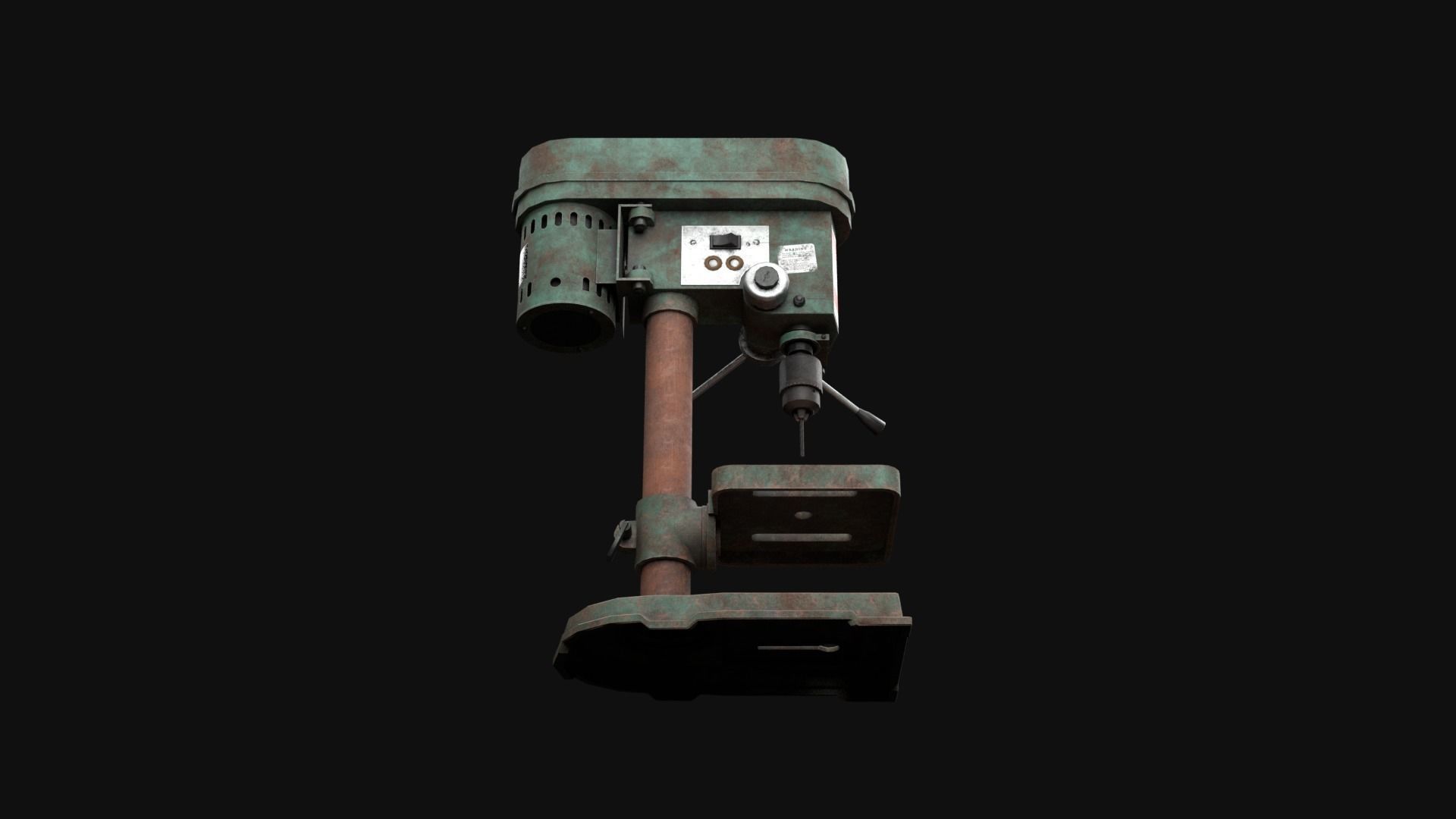 Old Rusty Drill Press  Low-poly 3D model_29