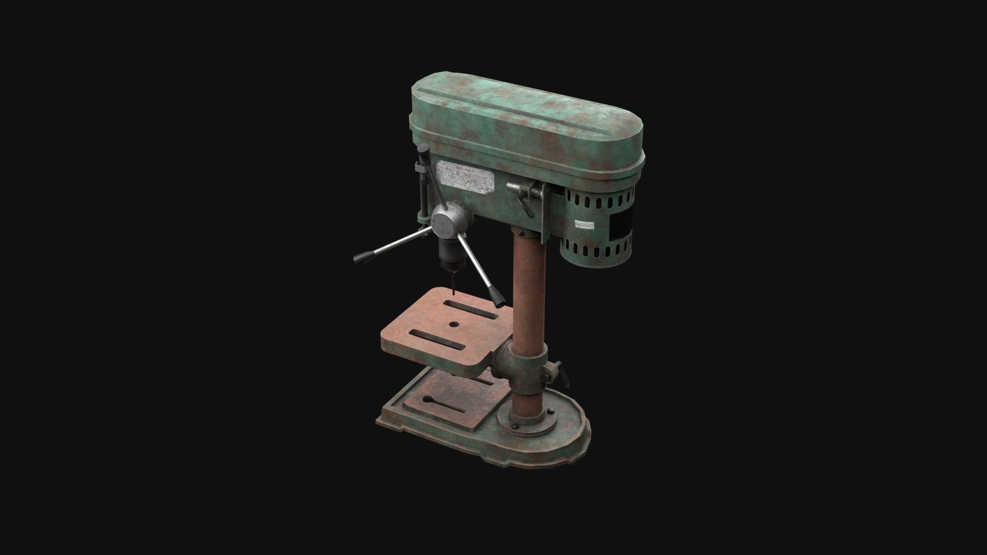 Old Rusty Drill Press  Low-poly 3D model_21