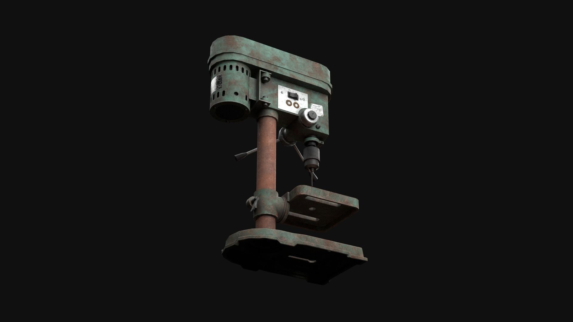Old Rusty Drill Press  Low-poly 3D model_30