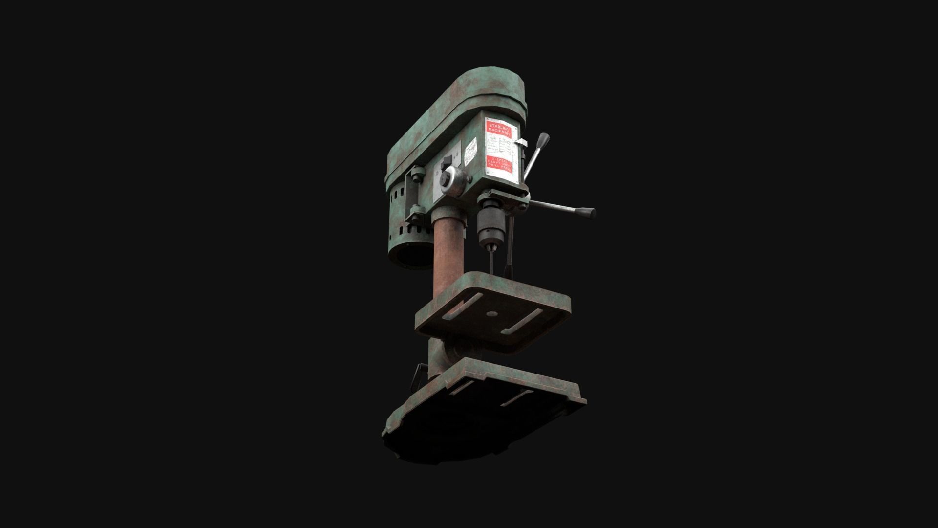 Old Rusty Drill Press  Low-poly 3D model_27