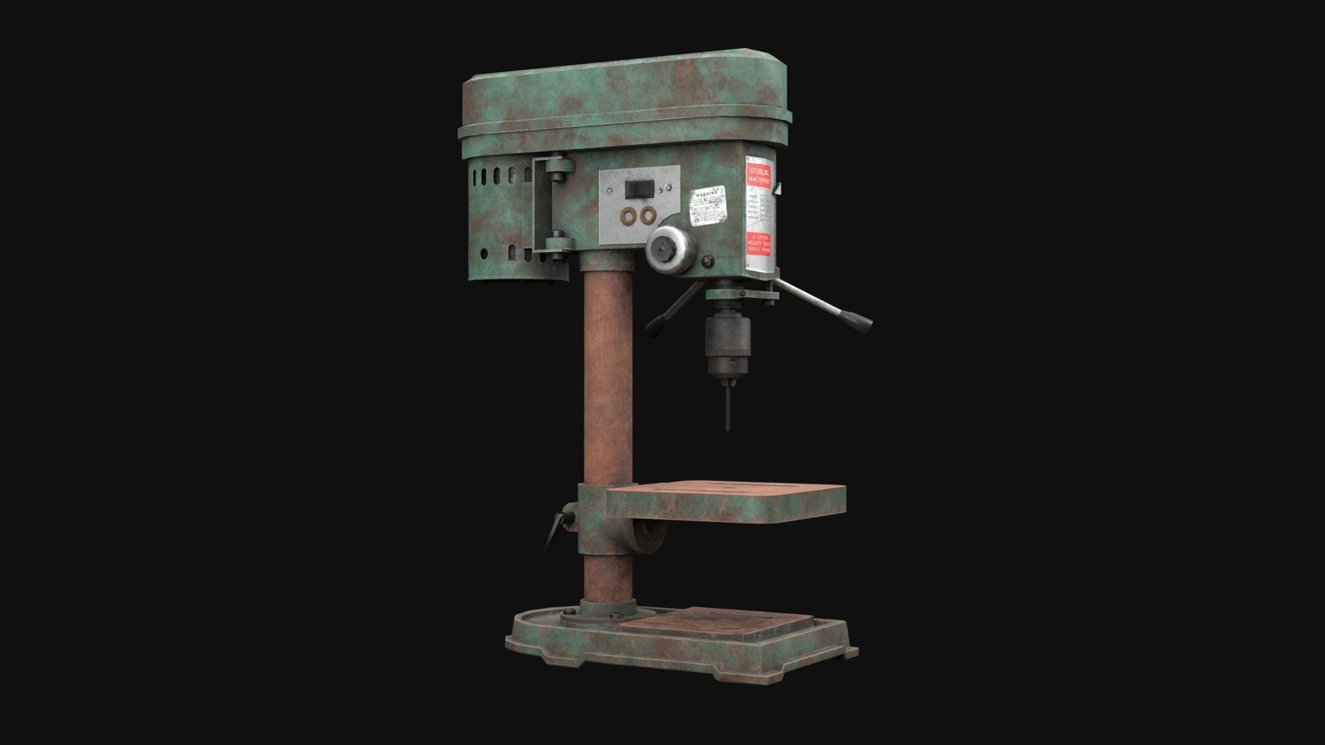Old Rusty Drill Press  Low-poly 3D model_3