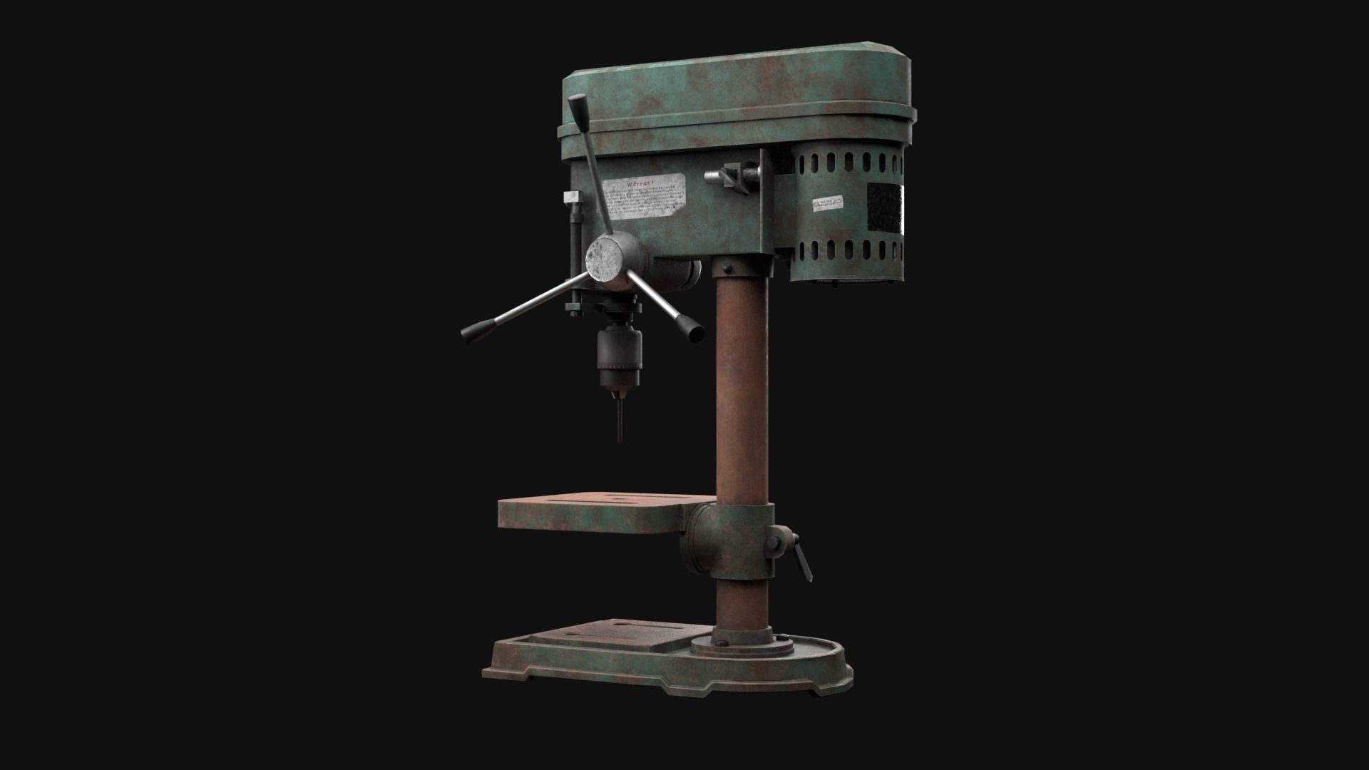 Old Rusty Drill Press  Low-poly 3D model_9