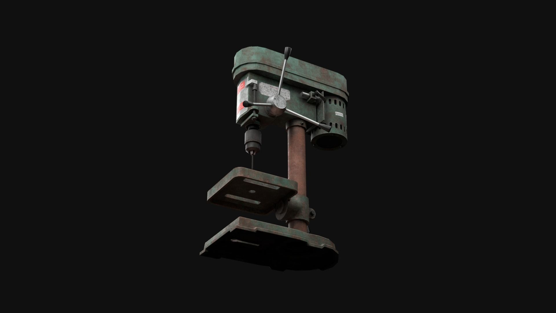 Old Rusty Drill Press  Low-poly 3D model_36