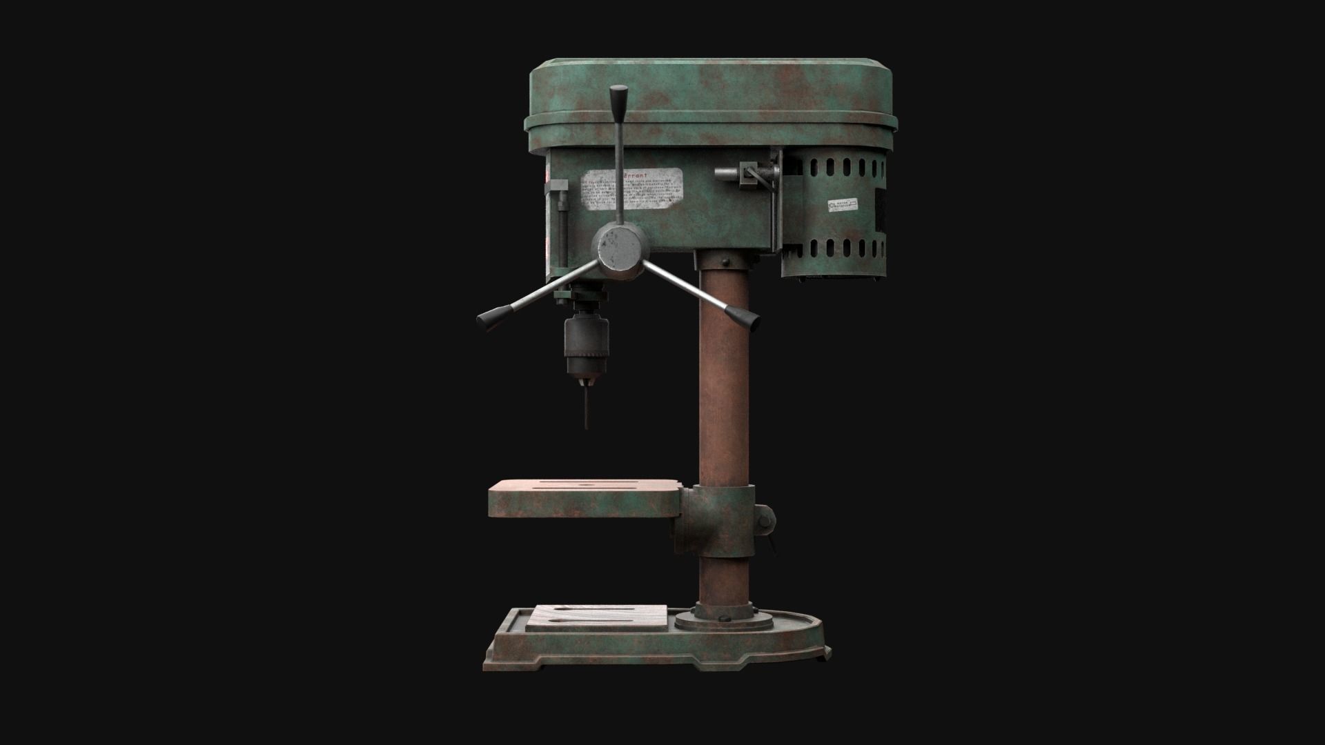 Old Rusty Drill Press  Low-poly 3D model_10