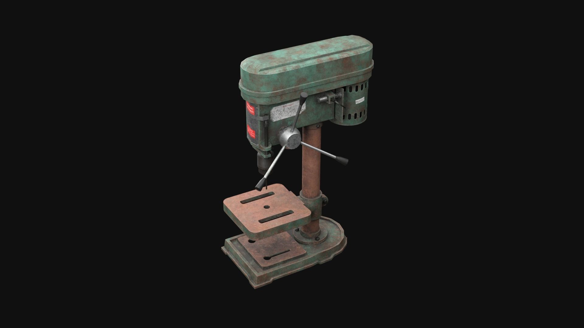 Old Rusty Drill Press  Low-poly 3D model_23