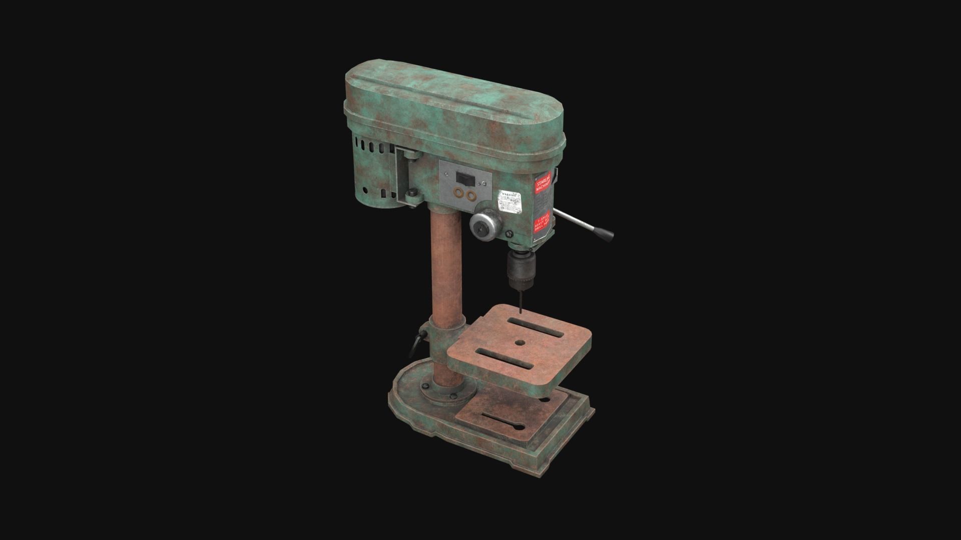 Old Rusty Drill Press  Low-poly 3D model_15