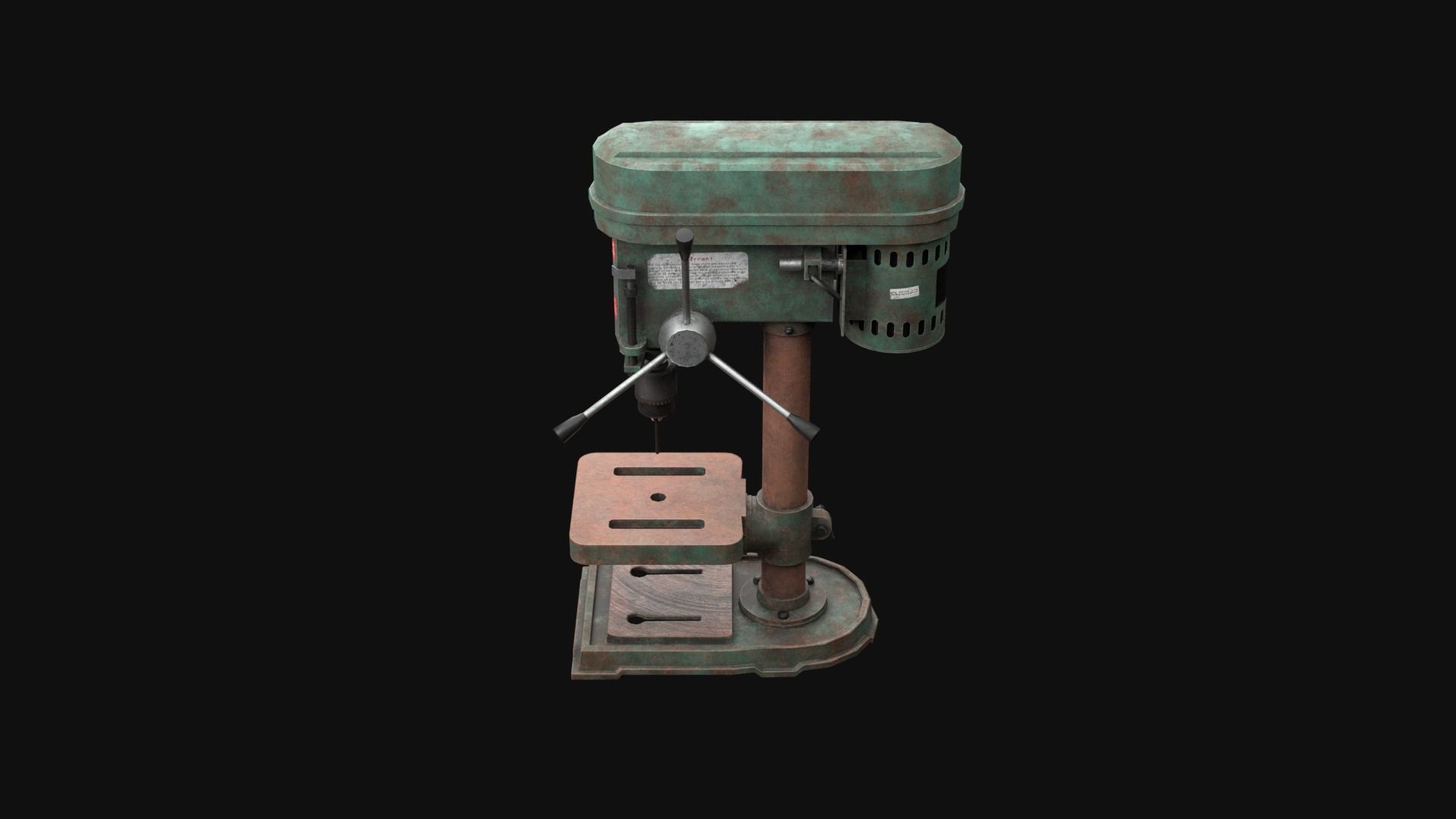 Old Rusty Drill Press  Low-poly 3D model_22