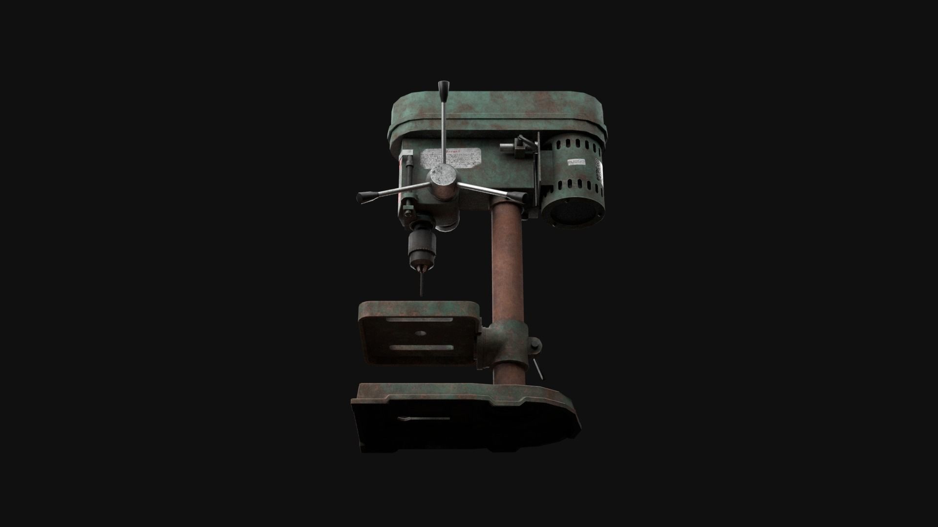 Old Rusty Drill Press  Low-poly 3D model_35