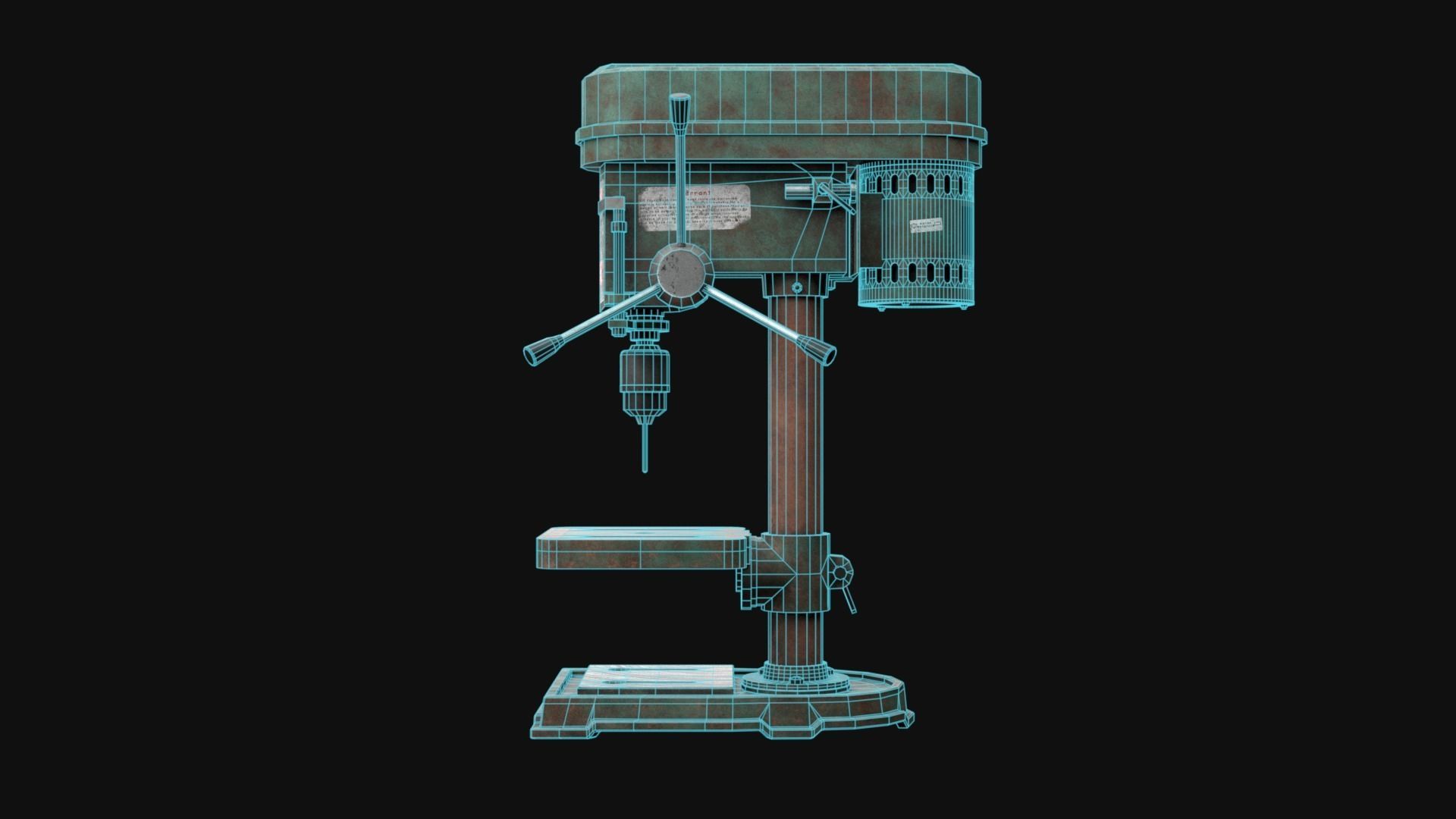 Old Rusty Drill Press  Low-poly 3D model_42
