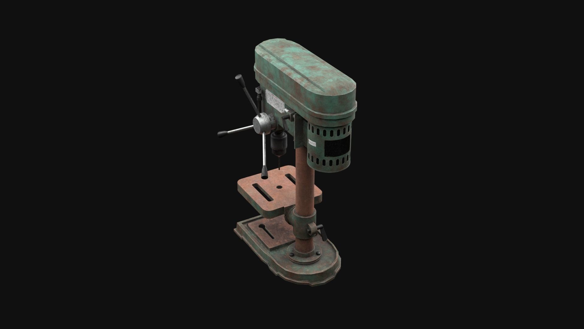 Old Rusty Drill Press  Low-poly 3D model_20