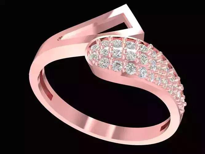 Modern Curved Diamond Pave Women Ring 2546