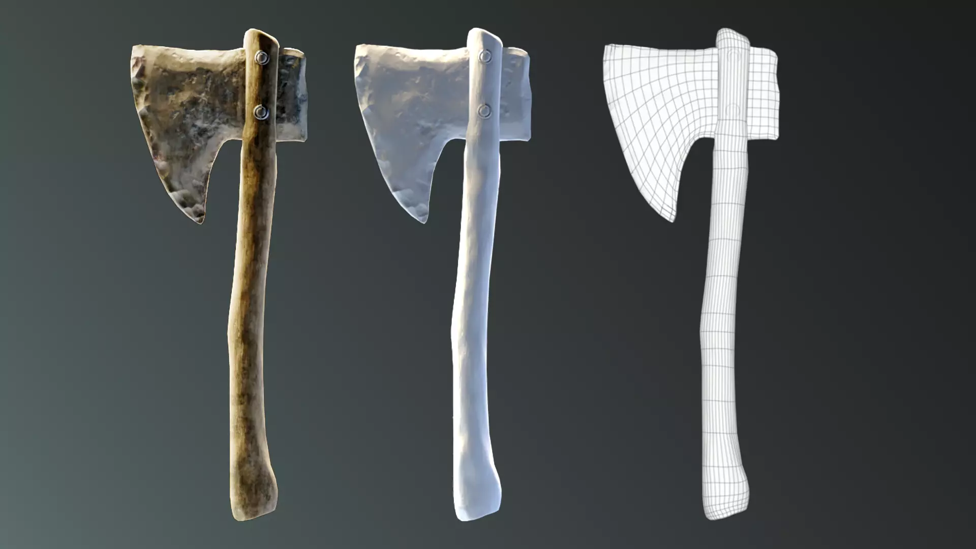 Bone Axe Low-poly 3D model_0