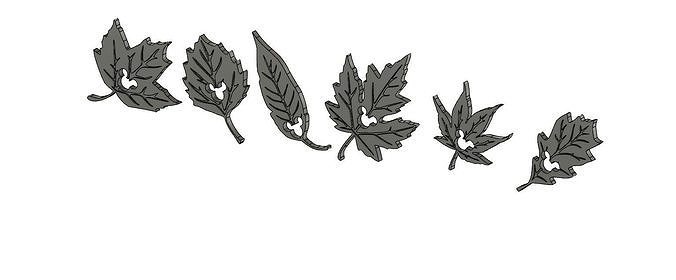 6 Autumn Leaves with Mickey Mouse Like hole 3D print model