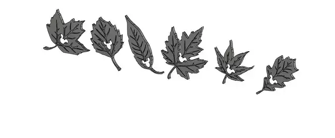 6 Autumn Leaves with Mickey Mouse Like hole 3D print model