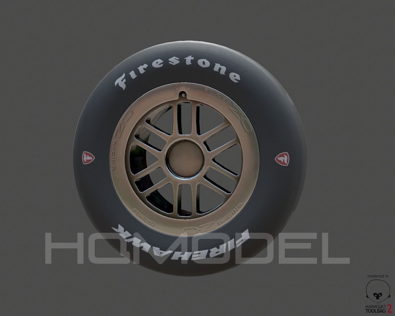 Indy Car Tire Rim Firestone PBR Low-poly 3D model_2