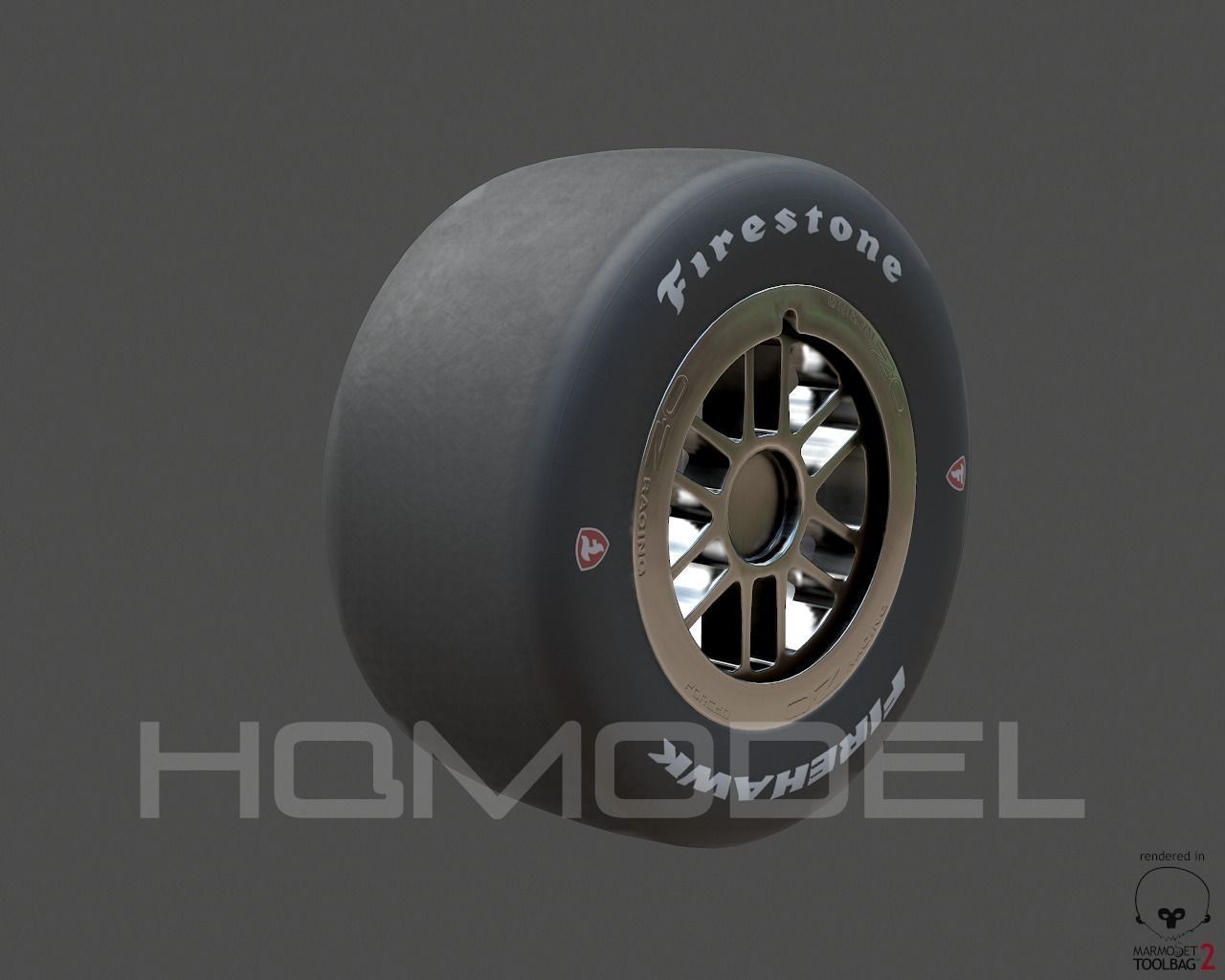 Indy Car Tire Rim Firestone PBR Low-poly 3D model_1