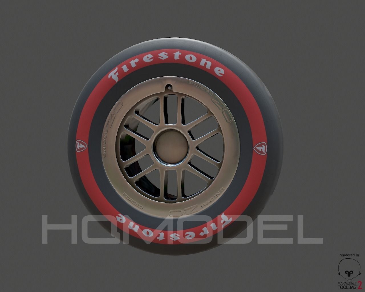 Indy Car Tire Rim Firestone PBR Low-poly 3D model_4