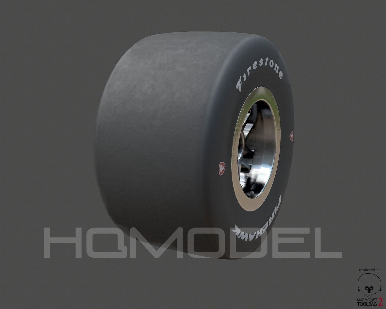 Indy Car Tire Rim Firestone PBR Low-poly 3D model_3