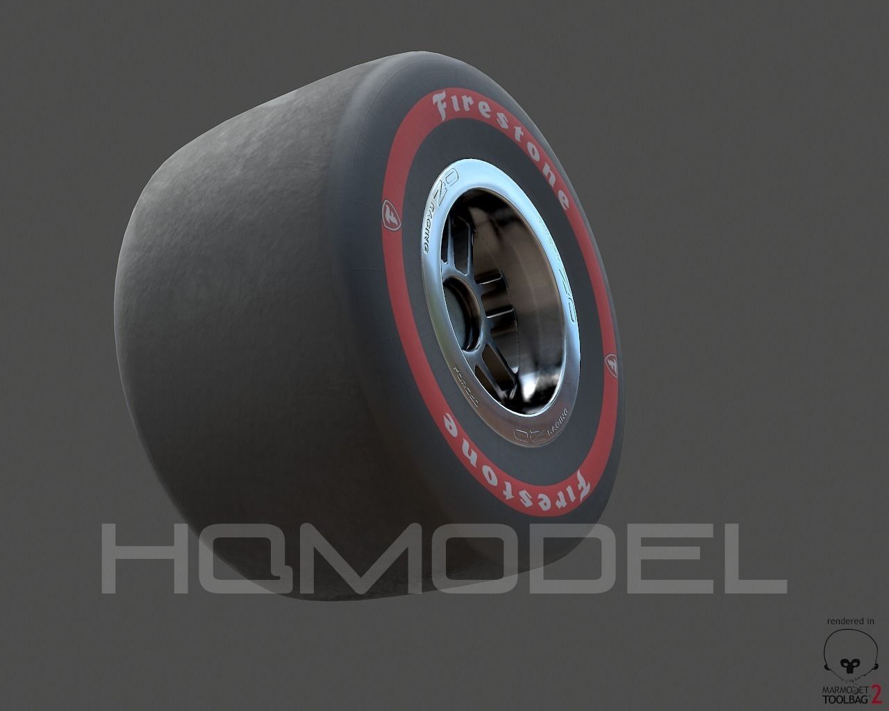 Indy Car Tire Rim Firestone PBR Low-poly 3D model_6