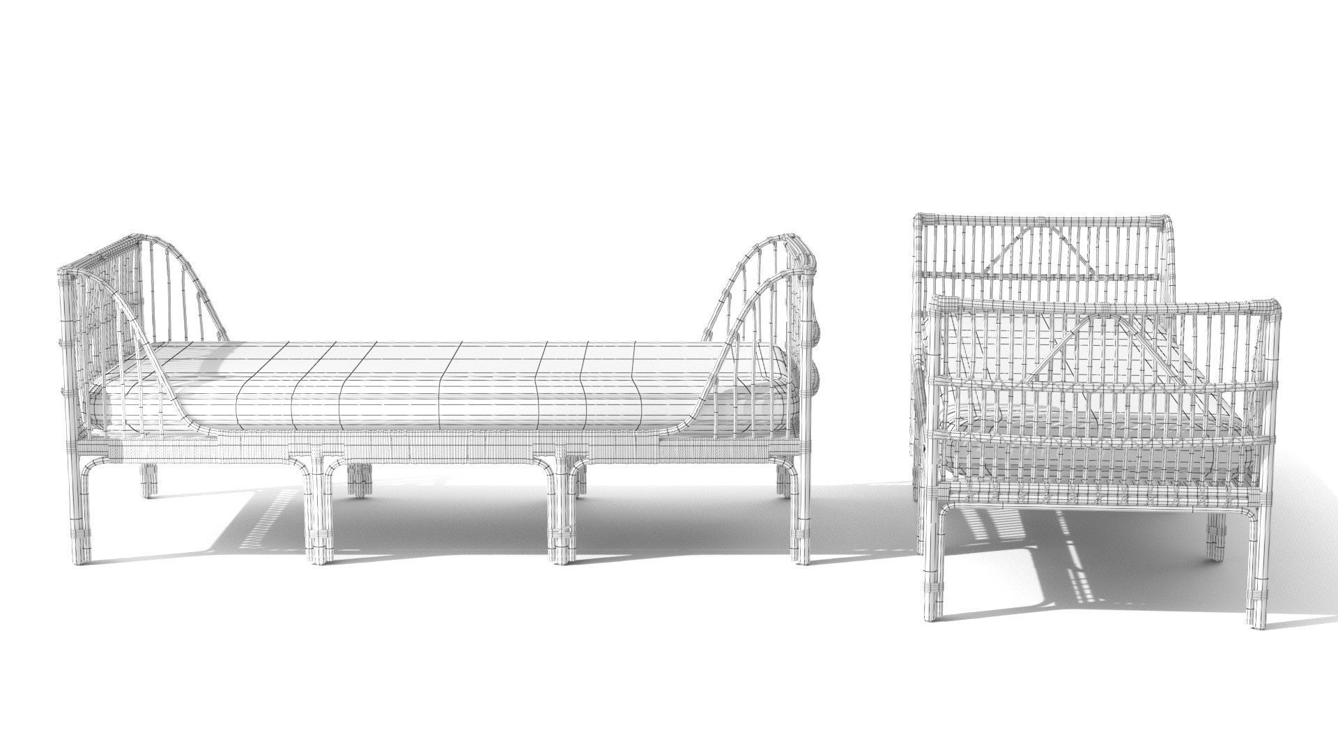 Sol Dolphin Gray Daybed Low-poly 3D model_10