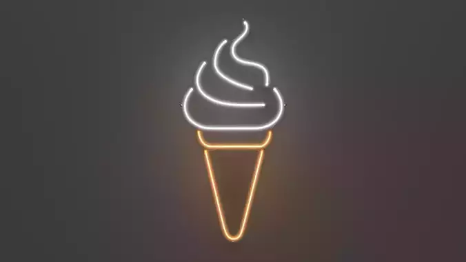 Ice Cream - Neon Sign 3D model
