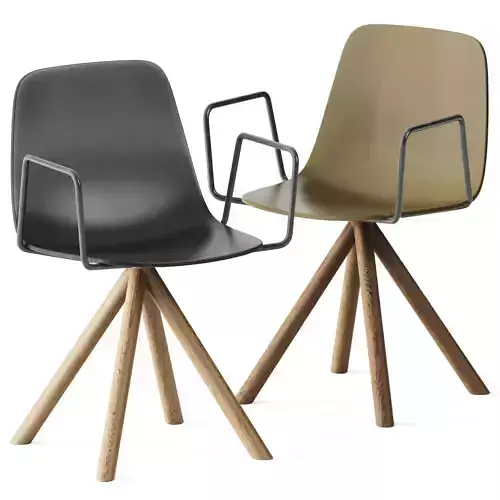 Maarten Swivel Wooden Base Plastic Armrest by Viccarbe