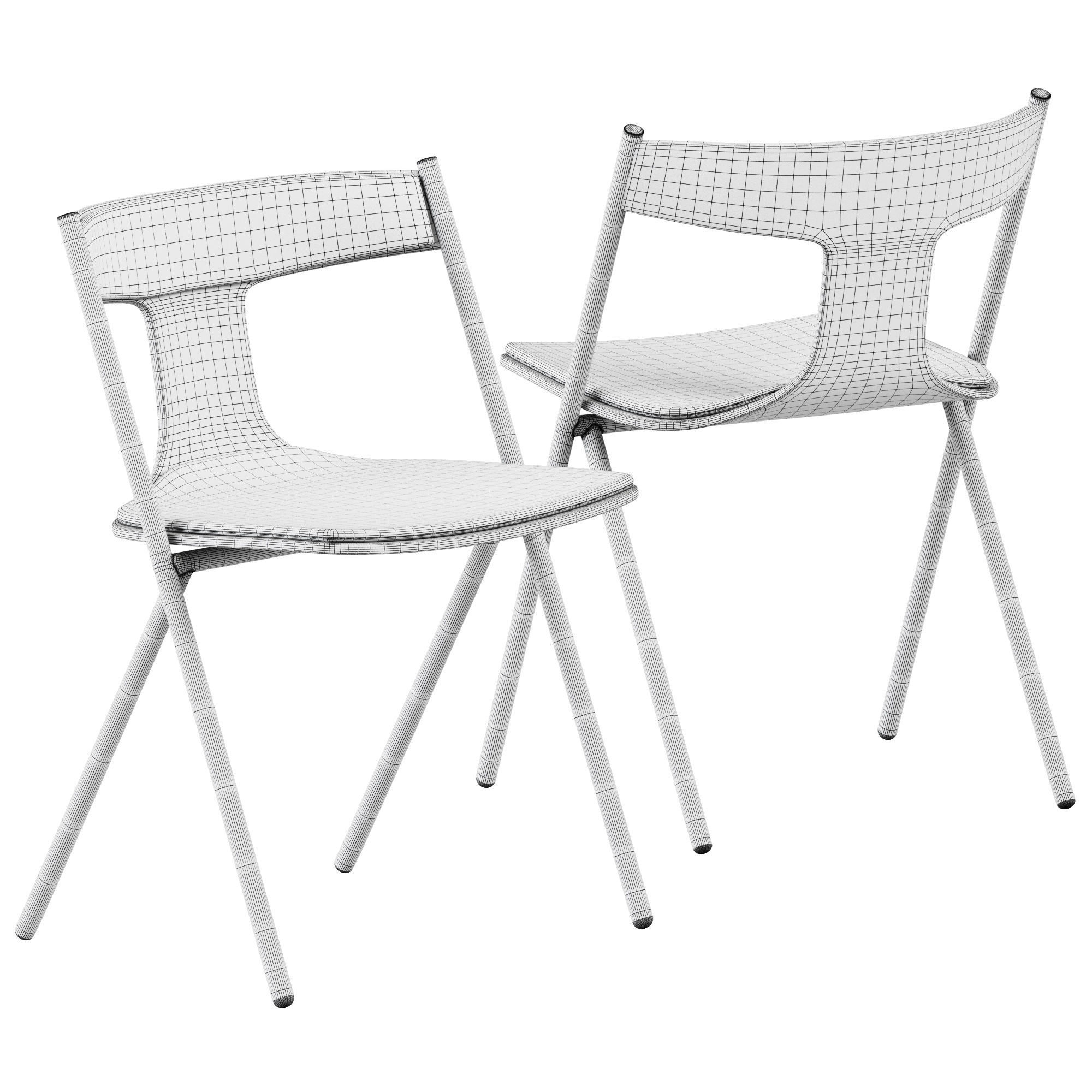 Quadra Chair with Upholstered Backrest by Viccarbe 3D model_1