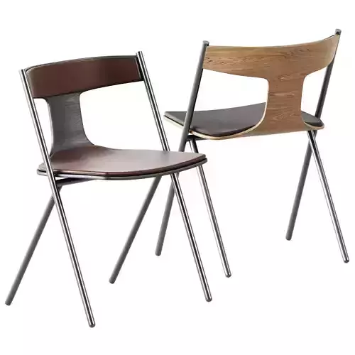 Quadra Chair with Upholstered Backrest by Viccarbe