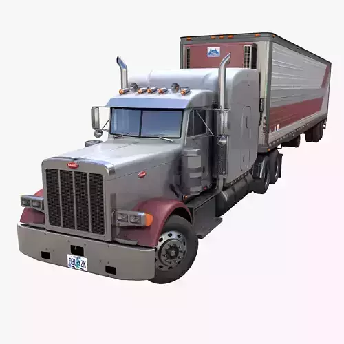 Peterbilt 379 refrigerated van trailer Low-poly 3D model
