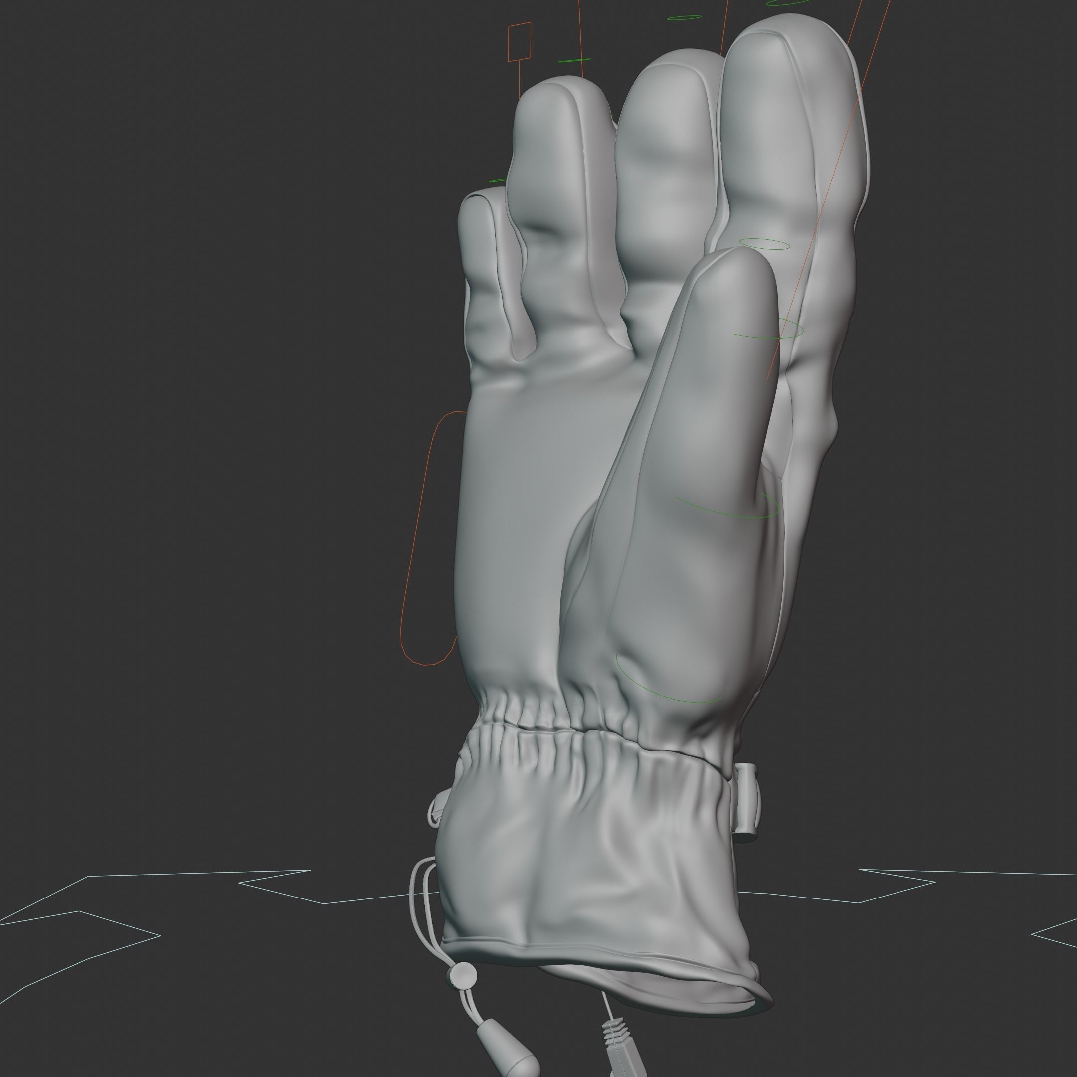 realistic glove heated gloves for motorcycles and snowmobiles Low-poly 3D model_5