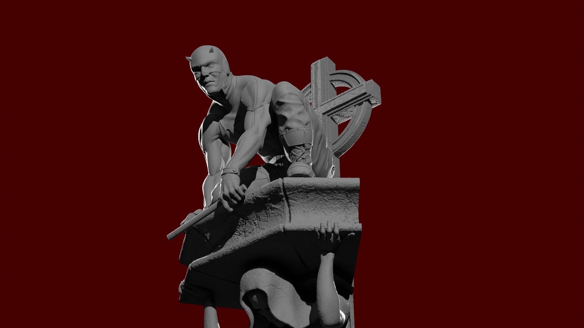 Daredevil Statue 3D print model_5