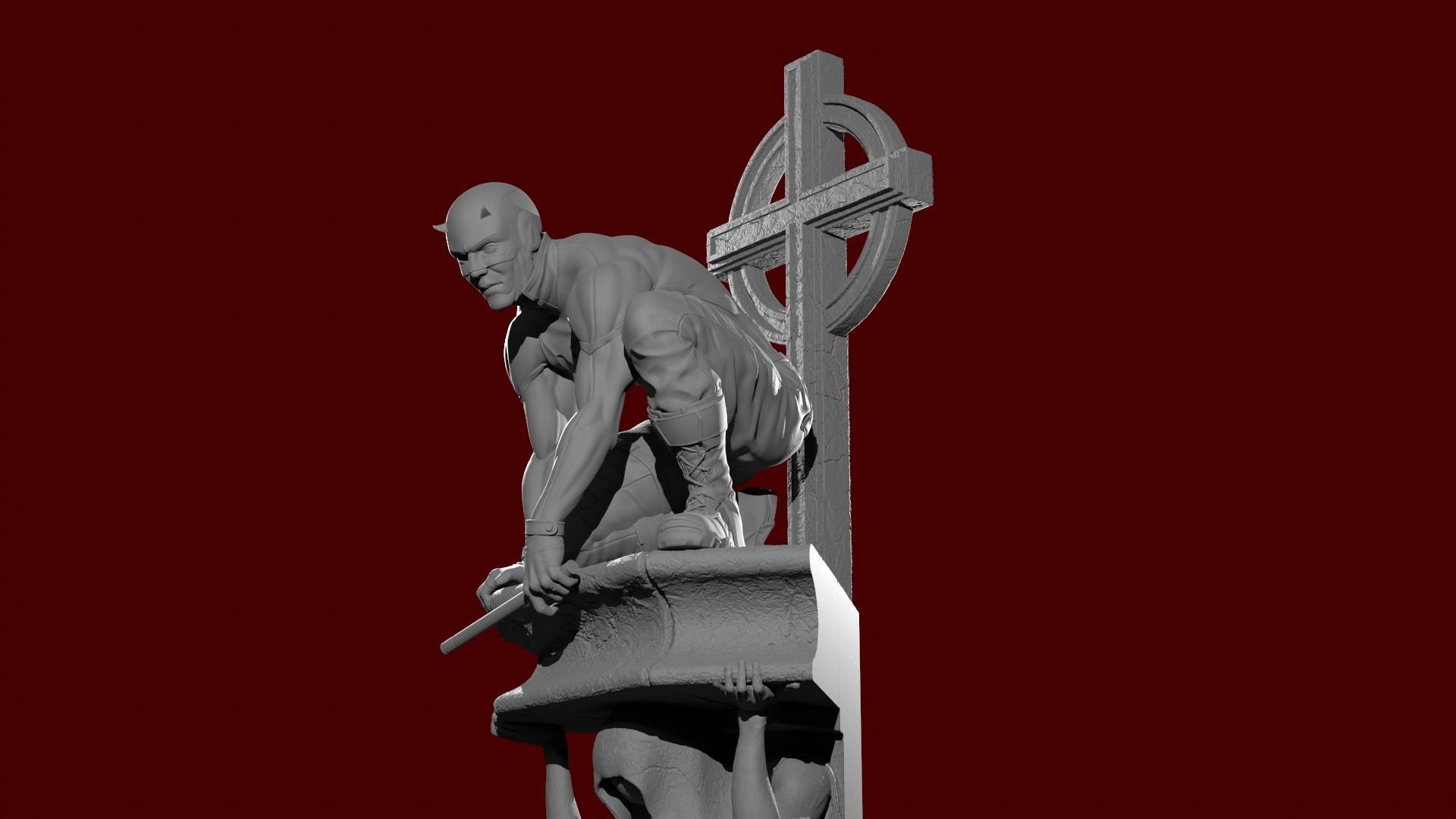 Daredevil Statue 3D print model_4