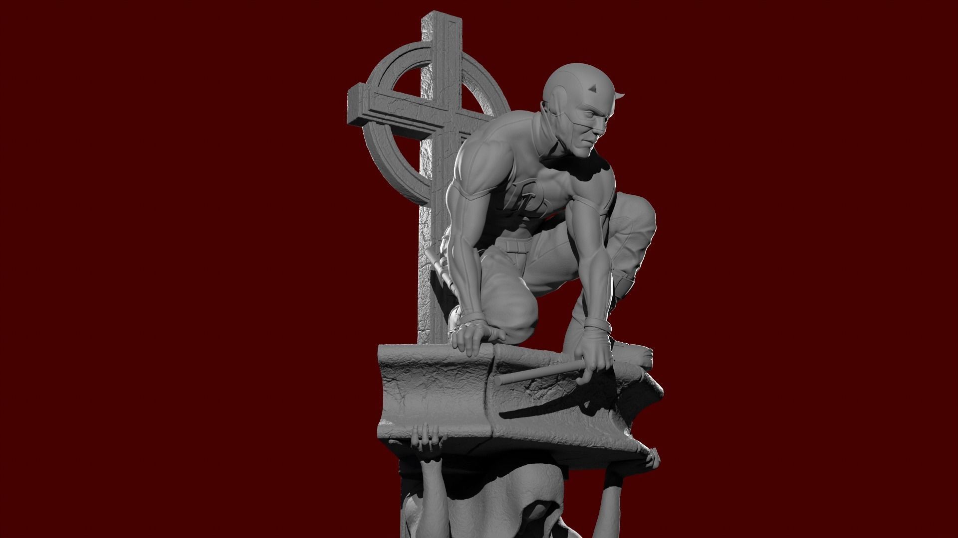 Daredevil Statue 3D print model_2