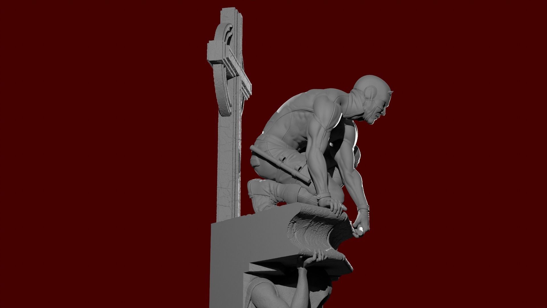 Daredevil Statue 3D print model_3