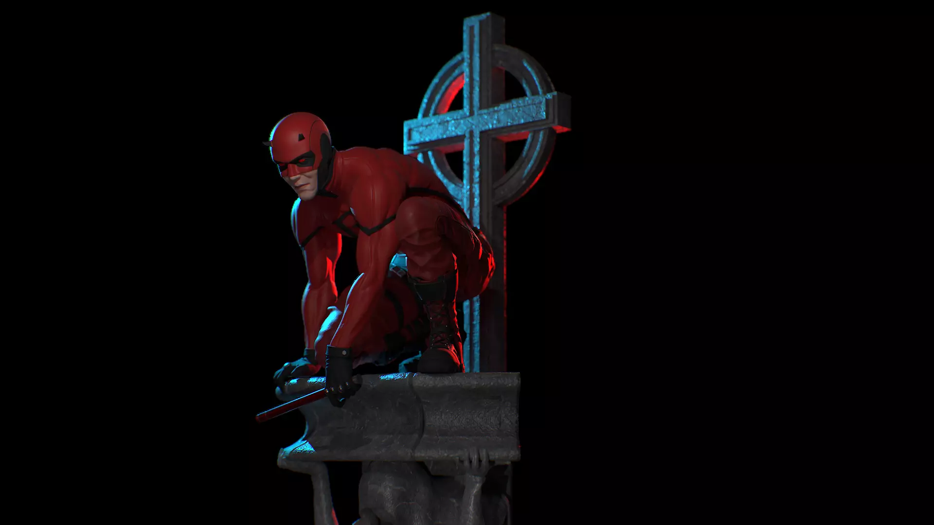 Daredevil Statue 3D print model_0