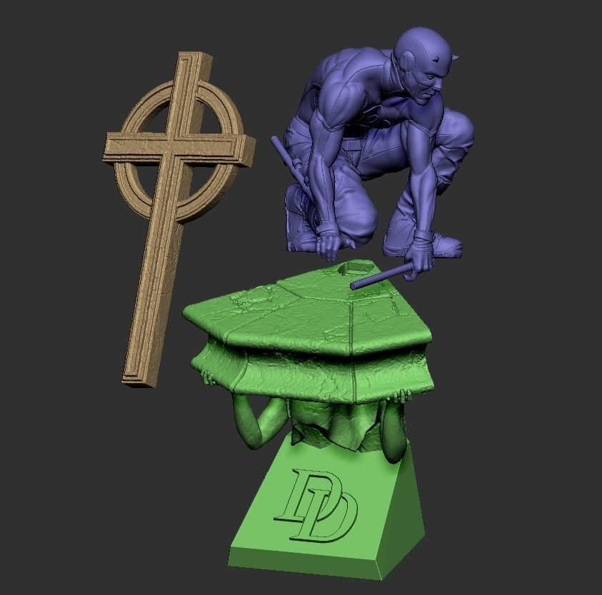 Daredevil Statue 3D print model_7