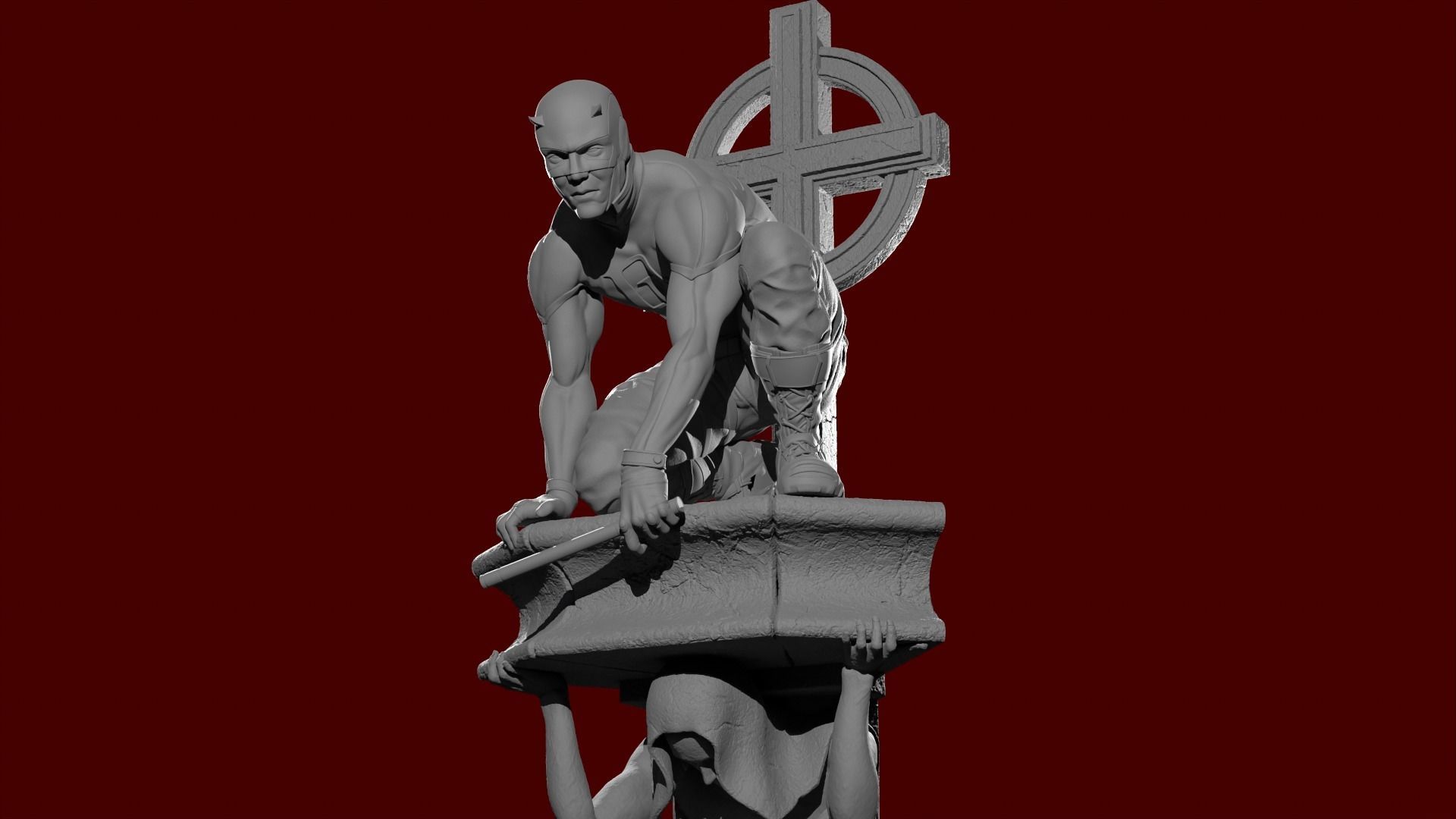 Daredevil Statue 3D print model_1