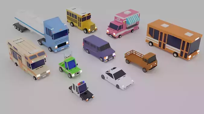 Low-poly Vehicles toy car 3D model
