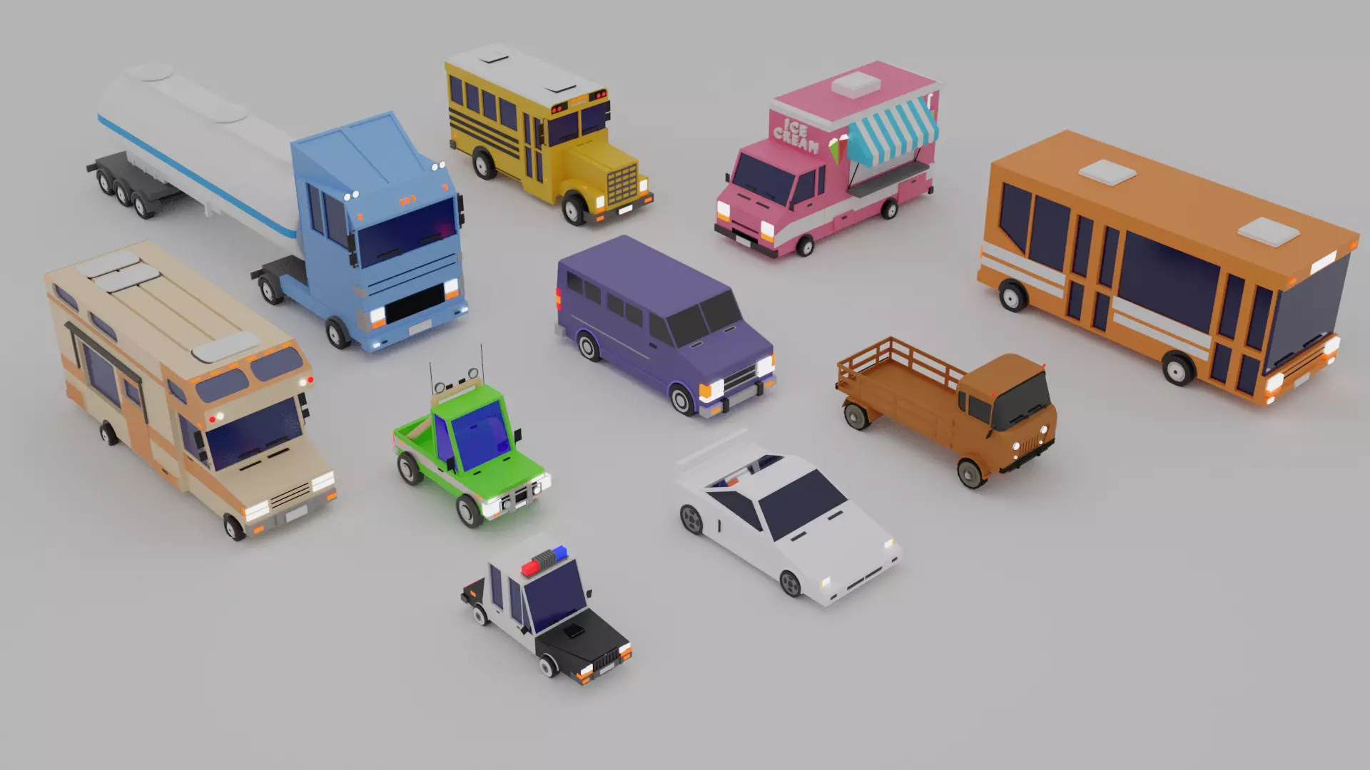 Low-poly Vehicles toy car 3D model_0