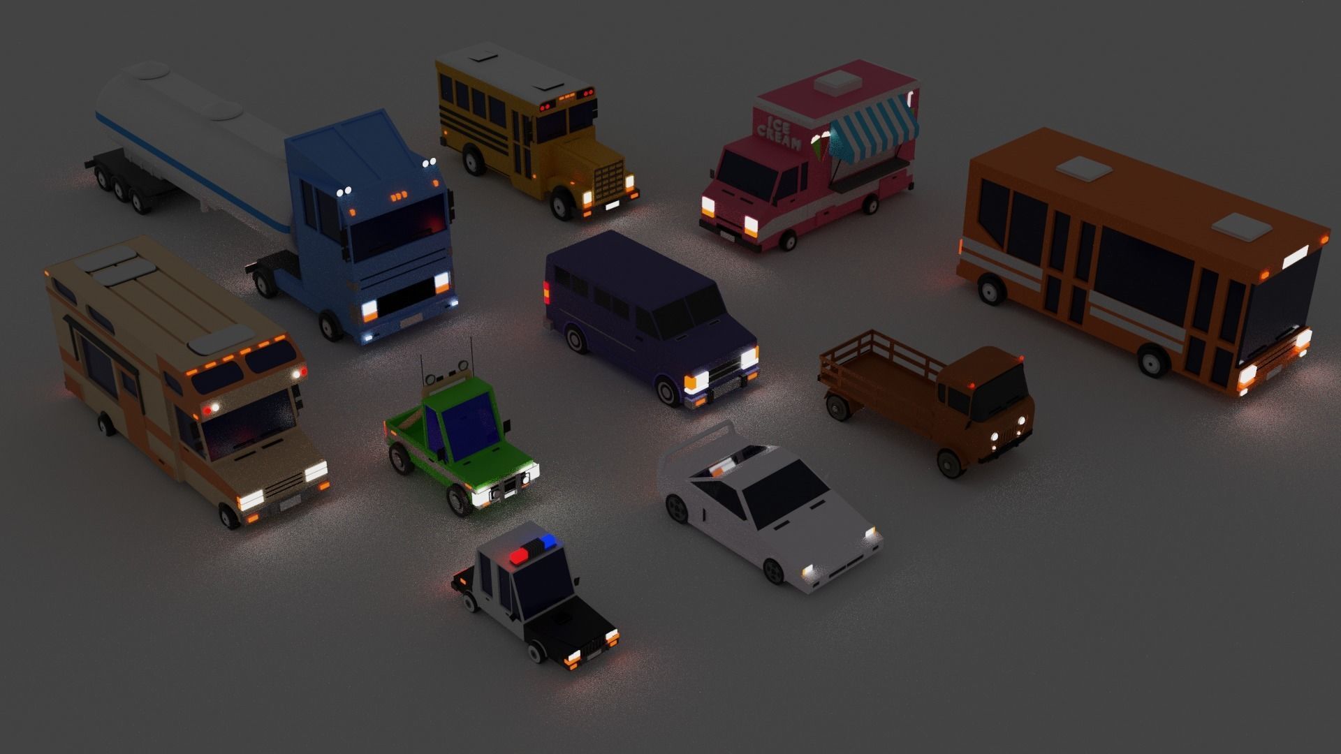 Low-poly Vehicles toy car 3D model_1