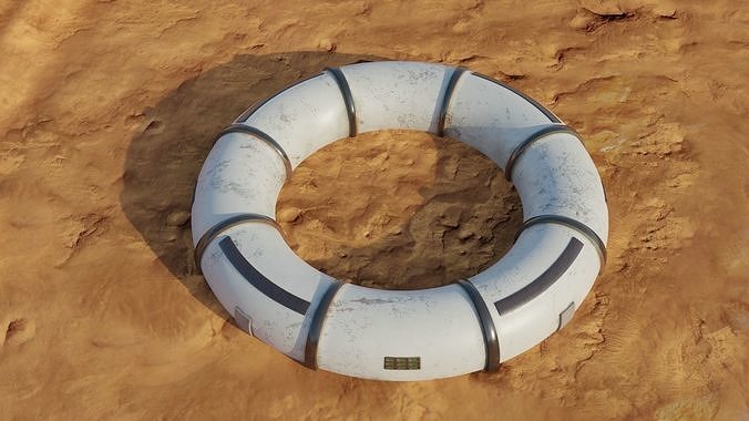 Mars module and landscape Low-poly 3D model