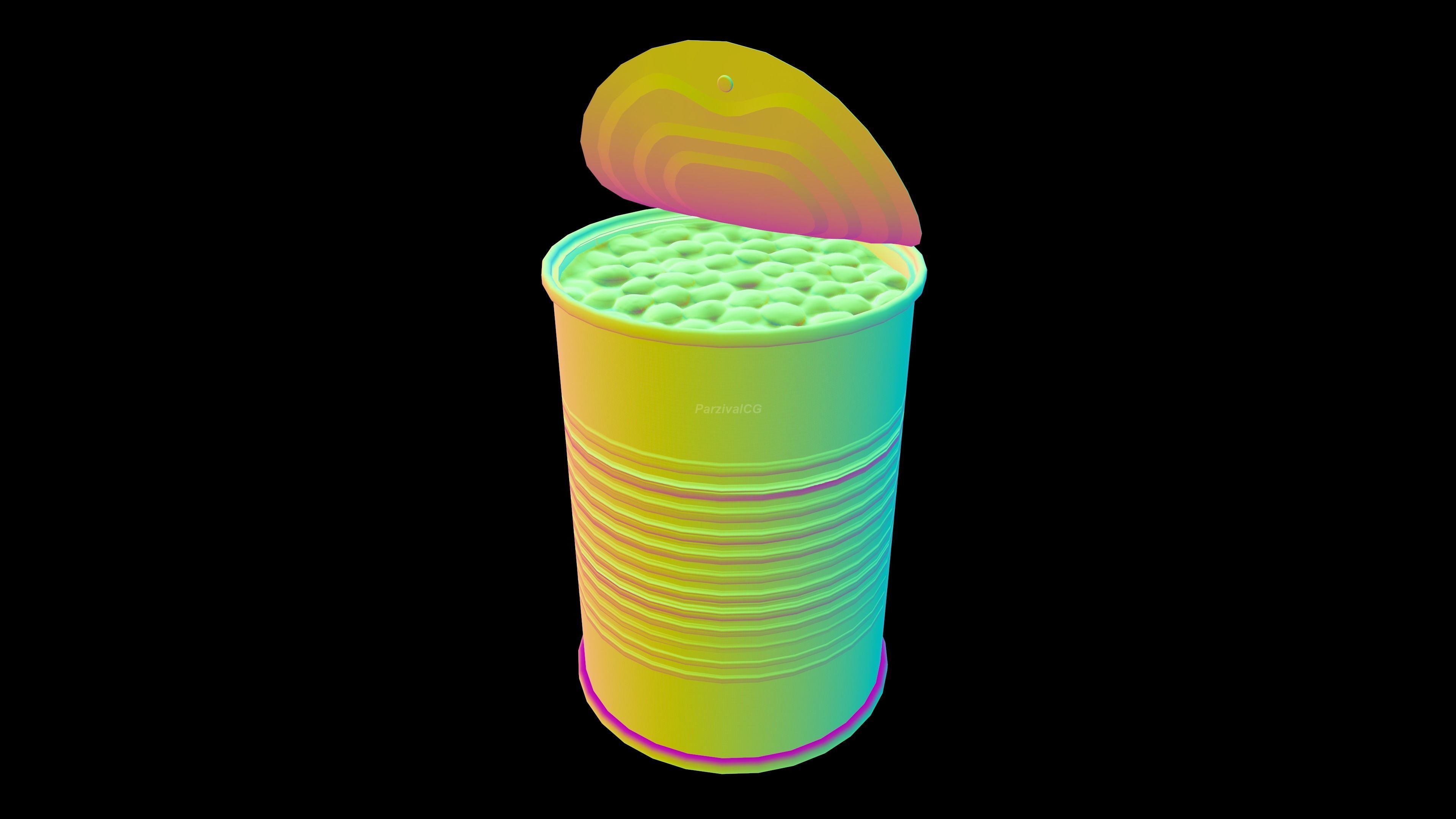 Tin Can Canned Green Peas Food Open Closed 4K PBR Textures Low-poly 3D model_12