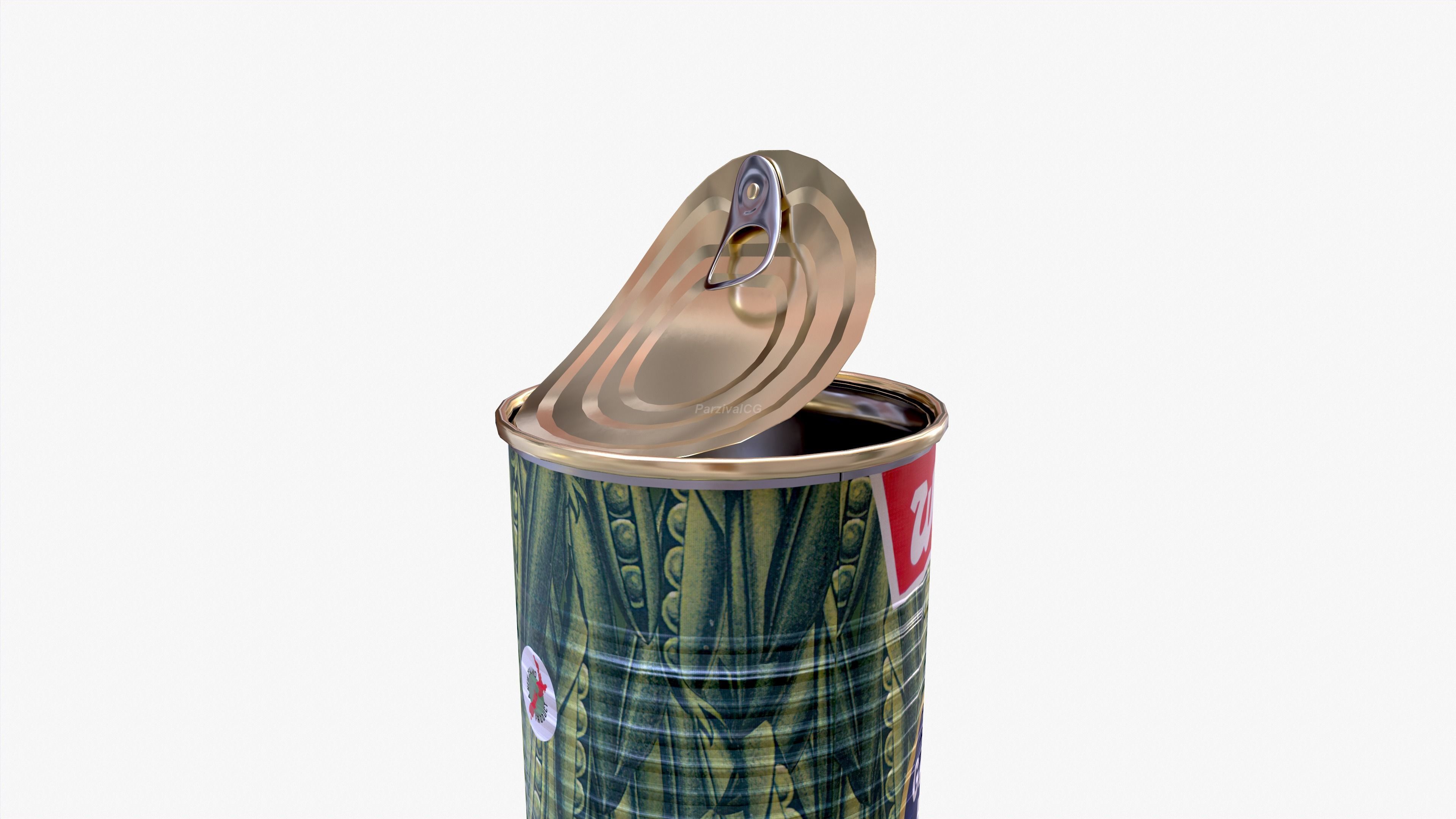 Tin Can Canned Green Peas Food Open Closed 4K PBR Textures Low-poly 3D model_37