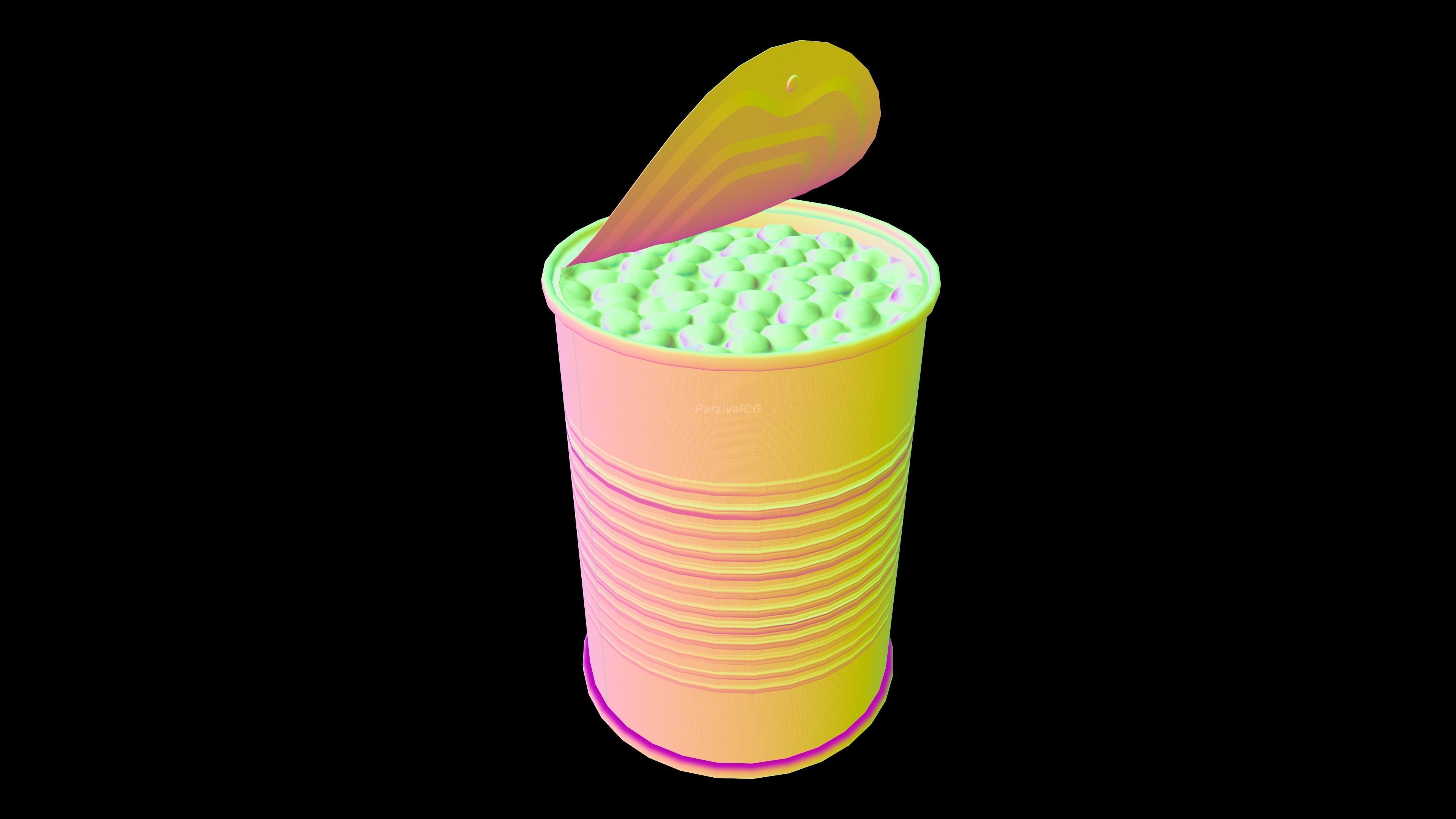 Tin Can Canned Green Peas Food Open Closed 4K PBR Textures Low-poly 3D model_17