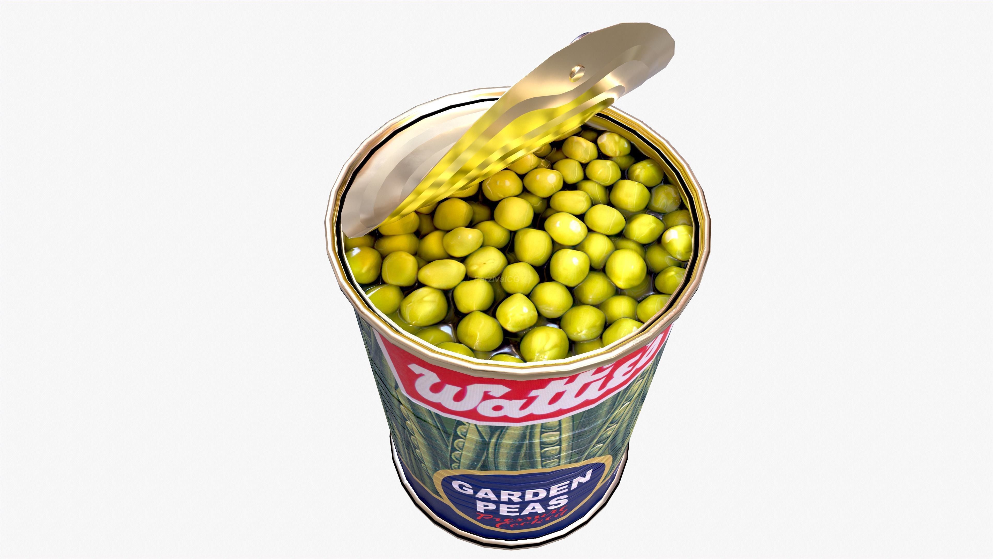 Tin Can Canned Green Peas Food Open Closed 4K PBR Textures Low-poly 3D model_6