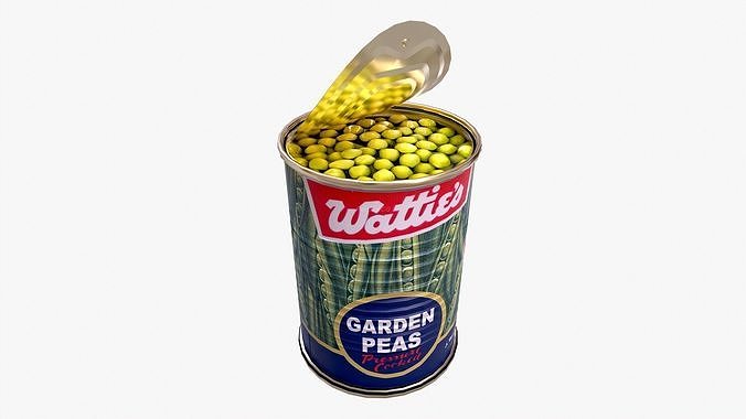 Tin Can Canned Green Peas Food Open Closed 4K PBR Textures Low-poly 3D model