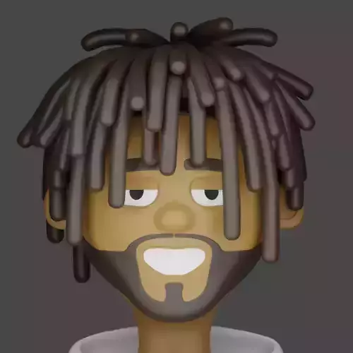 Man with dreadlocks High-poly
