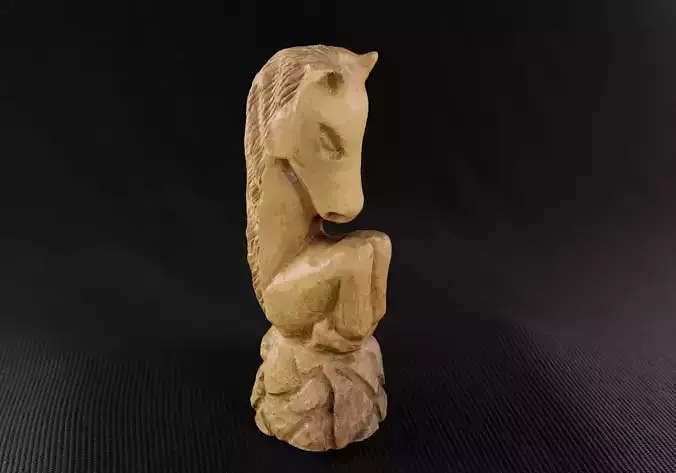 Wood Chess Pawn Handmade - Chessboard A - White Knight 01 -